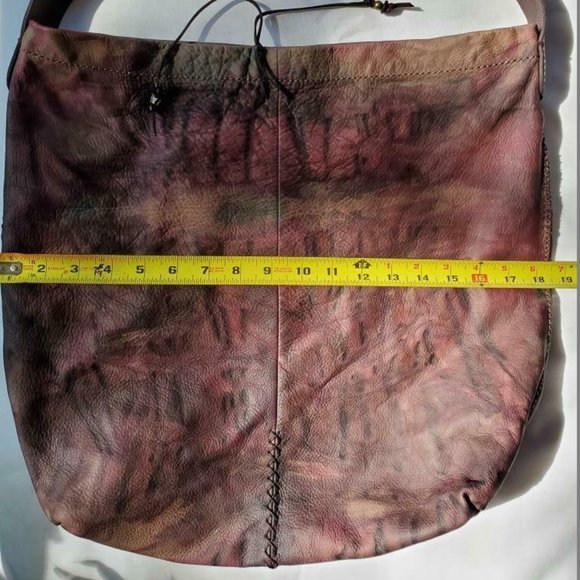 Leather cowgirl hippy bag purse hobo black brown tan red burgundy beige tie dyed - Picture 7 of 11